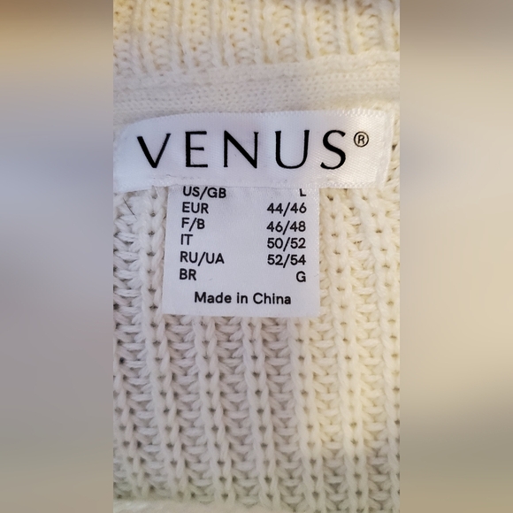 Venus Colorblock Yellow, Cream & Gold Cozy Cable Knit Sweater Size Large - Picture 8 of 9